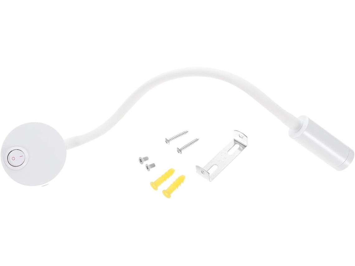 Luminária De Leitura Led Flexível 3w Com Corpo Em Metal Abs Branco E
