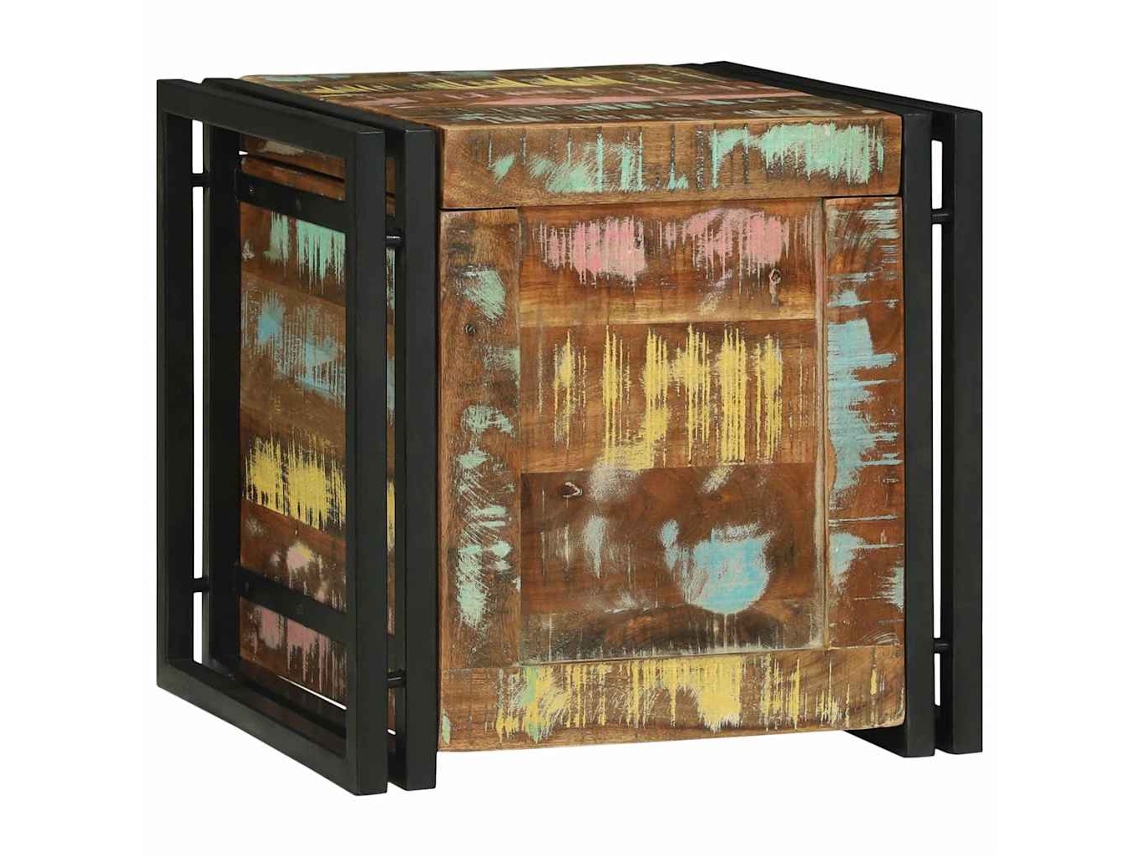 Conjunto 1 Caixa De Armazenamento Vidaxl Castanho Madeira Recuperada Maciça (40 X 40 X 40 Cm)