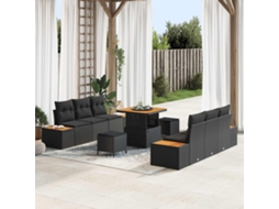 Vidaxl Conjunto De Sofá De Jardim 9 Unid. 8-número De Lugares Preto