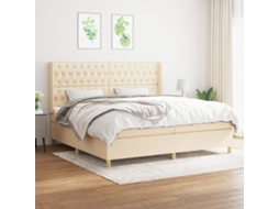 Vidaxl Cama Com Molas/colchão 200x200 Cm Tecido Cor Creme