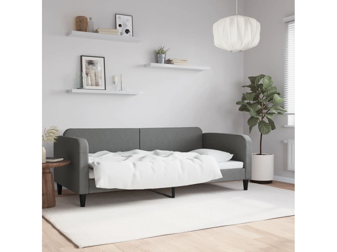 Vidaxl Sofá-cama 90x200 Cm Tecido Cinzento-escuro