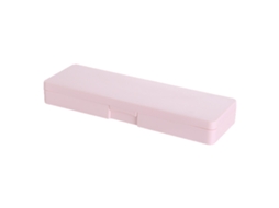 Estuche De Lápices De Plástico Con Cierre De Pestillo Ligero Portátil Para Estudiantes Diseño Simple Rosa Claro