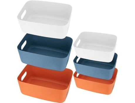 Conjunto De 6 Cestas De Armazenamento Em Plástico Com Alça, Pequena Caixa De Armazenamento, Adequada Para Banheiro E Cozinha