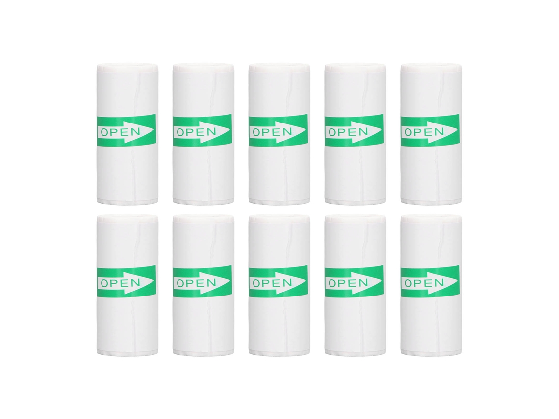 10 Rolos Papel Térmico Autocolante Branco 57x25mm para Impressora Térmica Rótulo Printable