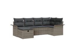 Conjunto 6 Sofá De Jardim Vidaxl Castanho Vime Pe (242,5 X 132,5 X 85 Cm)