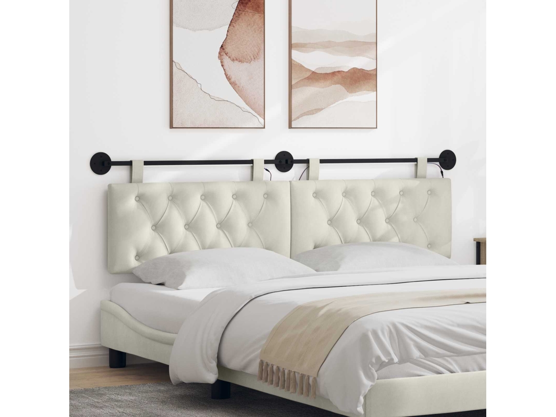 Vidaxl Cabeceira Suspensa Creme Veludo