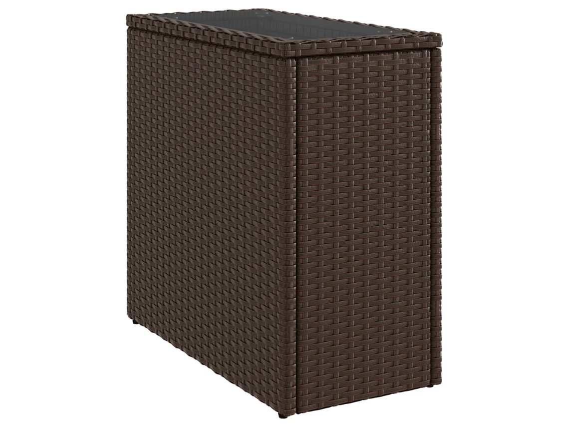 Mesa de apoio para jardim com tampo de vidro 58x27,5x55 cm Vime Pe Castanho MAISON EXCLUSIVE