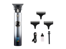 Máquina de Cortar Cabelo Profissional para Homens Máquina de Cortar Cabelo Sem Fio T-Blade Trimmer Kit de Corte de Cabelo e Cuidados Prata