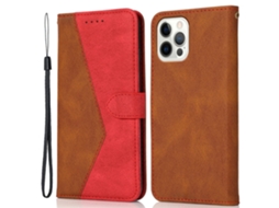 Capa Em Couro Pu Para Apple Iphone 16 Pro Max - Castanho Vermelho