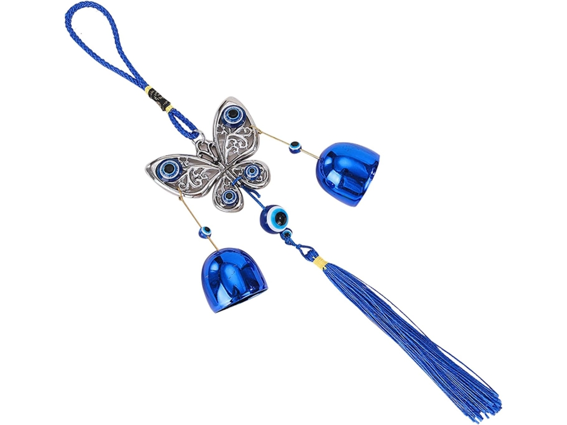 Cata vento de Metal com Olho Grego, 6,4 Cm , Giratório, Espiritual com Borlas, Decoração Protetora para CHABERLU (2,56 Polegadas)