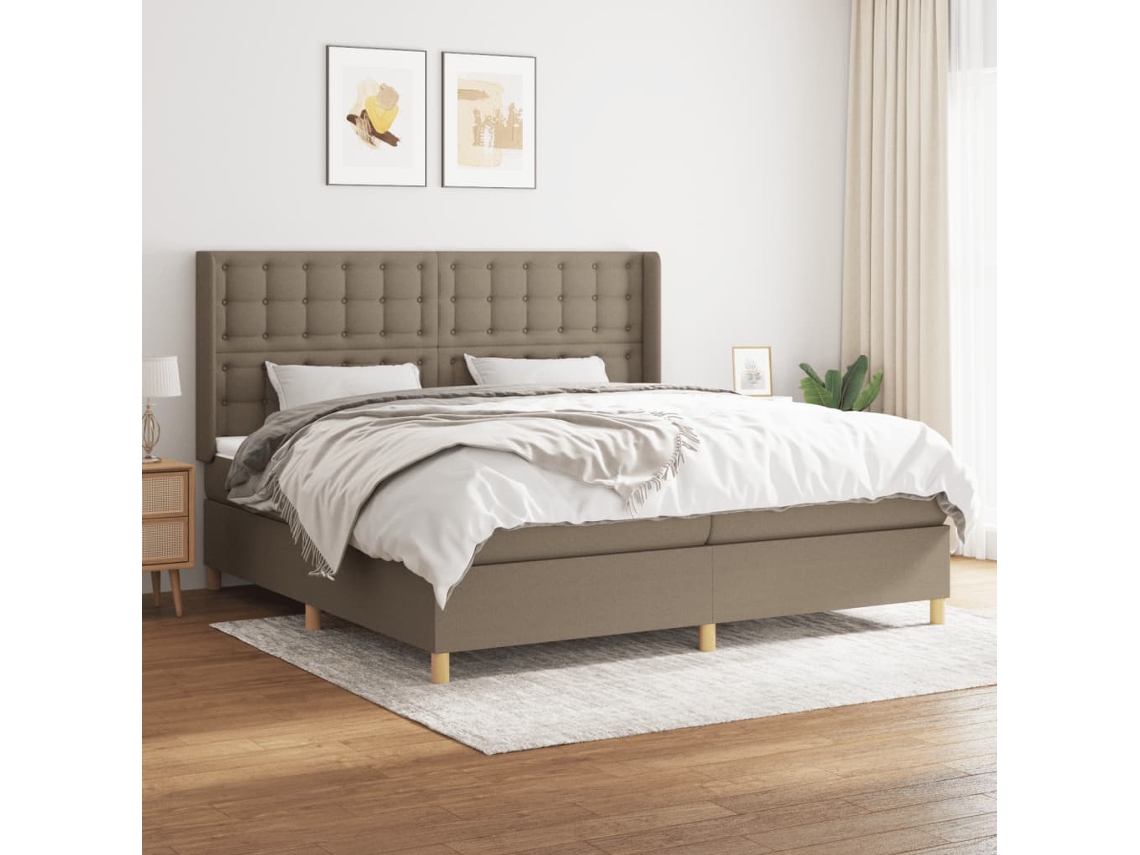 Vidaxl Cama com Molas/colchão 200x200 Cm Tecido Castanho acinzentado