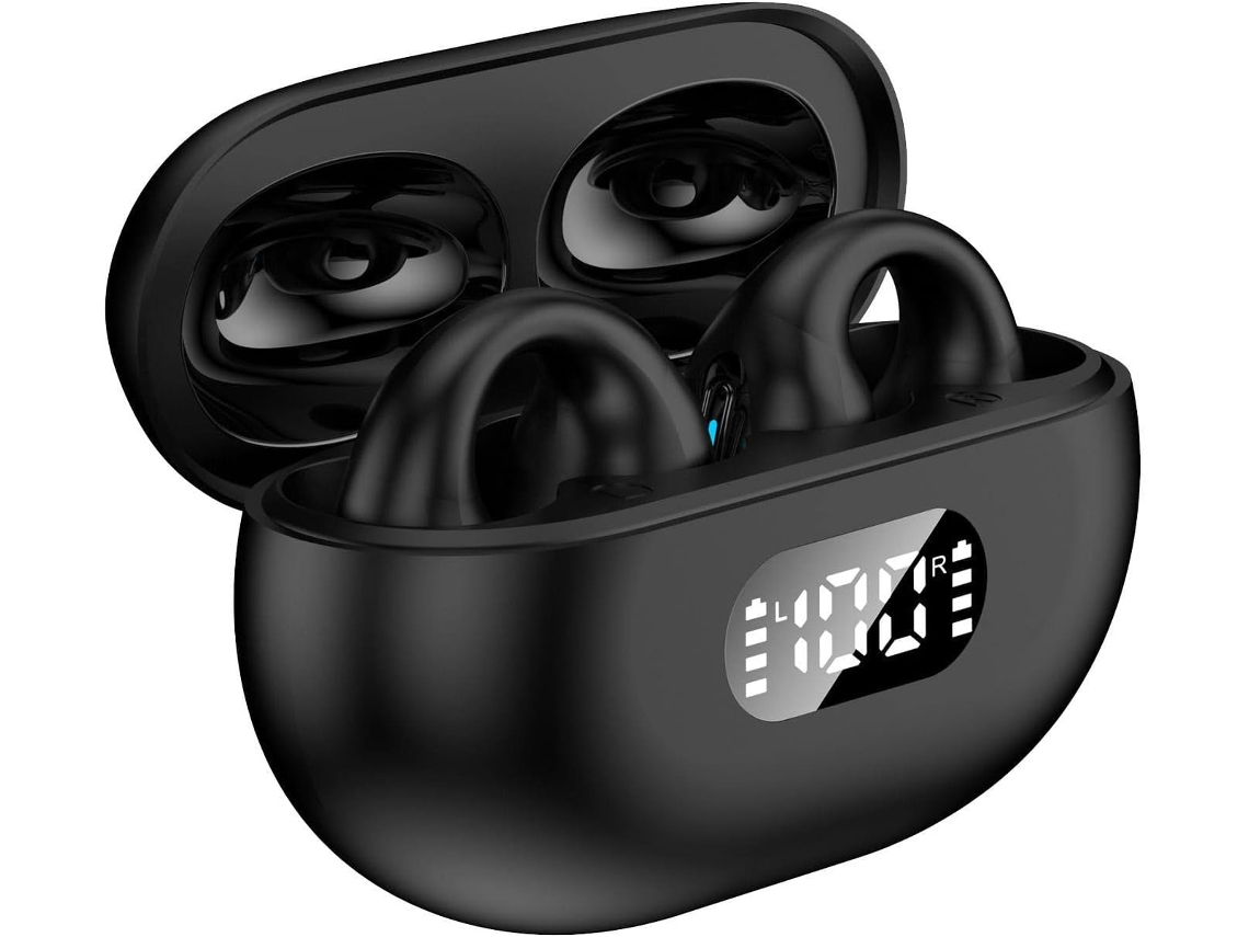 Fones Condução Óssea Clipe Orelha Sem Fio JIAPEI, Esportivo, Corrida, Preto