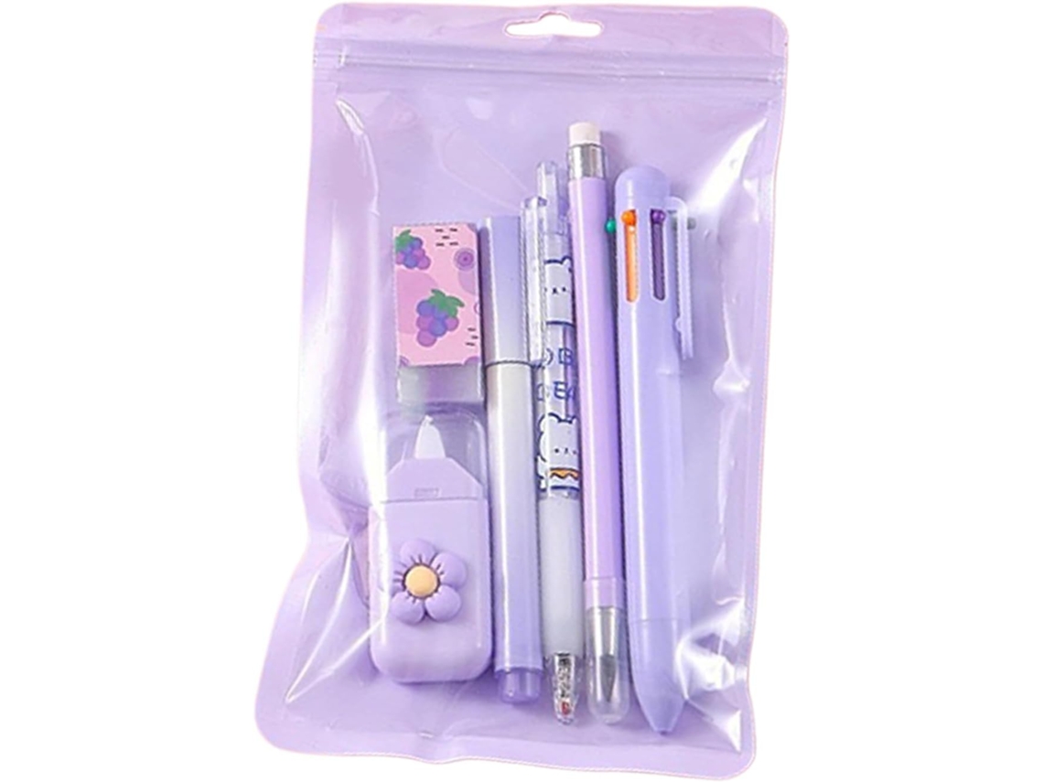 Conjunto De Artigos Papelaria Em Tons Pastel, 6 Peças, Material