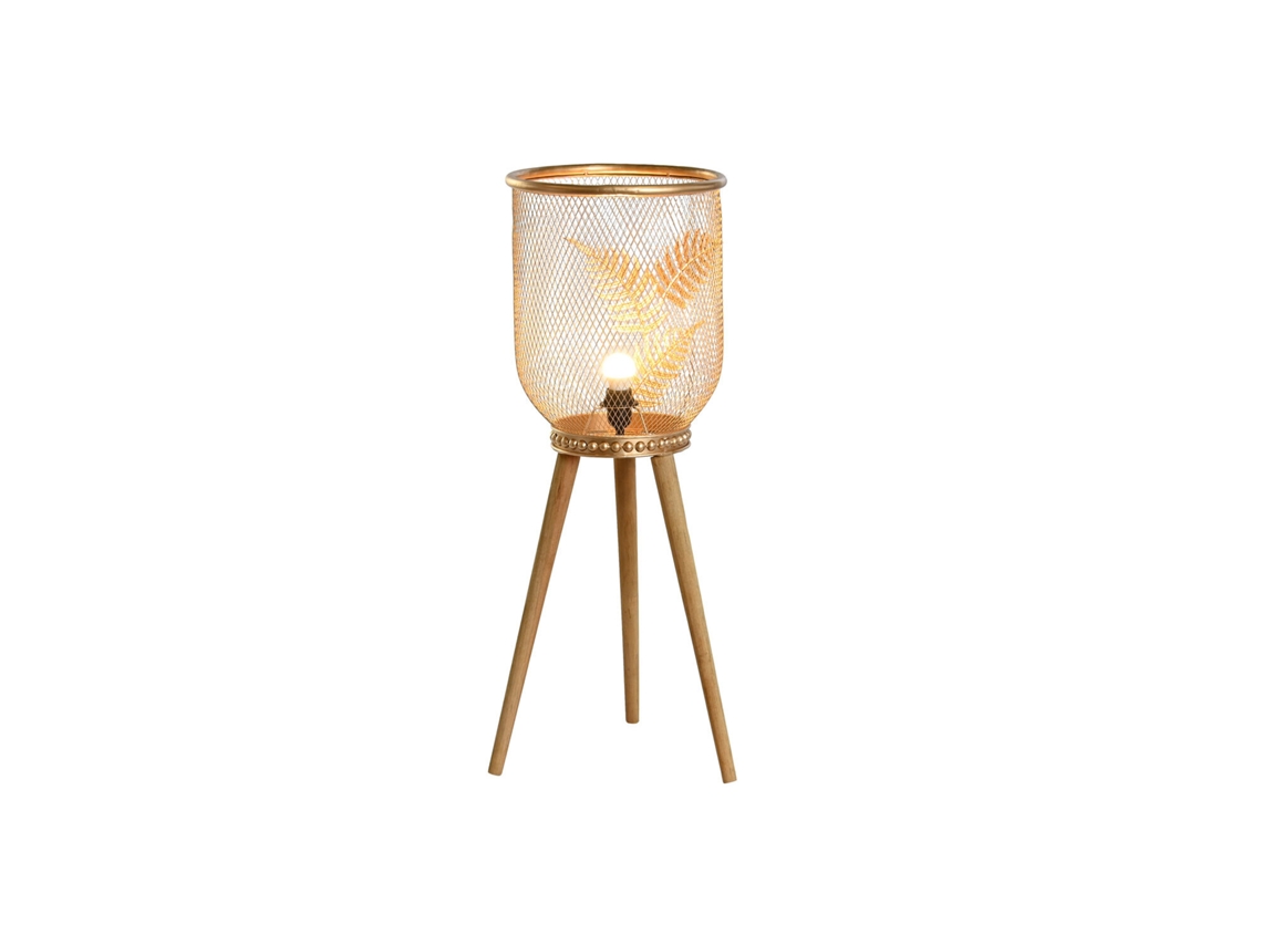 Abajur de Mesa em Metal com Folhas de Pinheiro Dourado, 32x32x90cm ALEXANDRA HOUSE LIVING