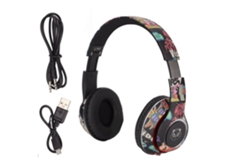Fone Mali Bluetooth 5.1 HiFi com Luzes LED, para Gaming, Sem Fio, Baixo Consumo, Preto