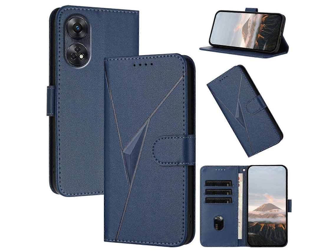 Capa De Couro Para Celular Com Fecho De Fivela E Padrão Triangular
