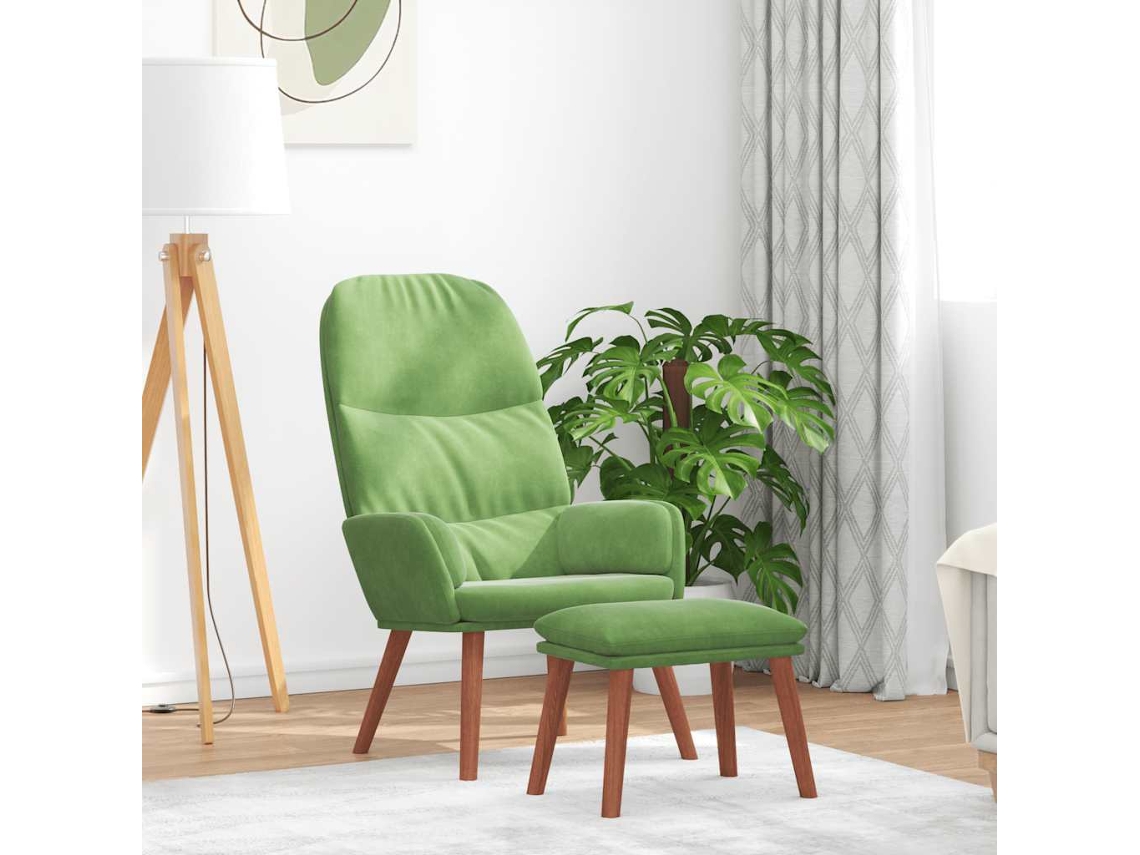 Vidaxl Cadeira De Descanso Com Banco P/ Pés Veludo Verde-claro