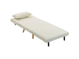 Poltrona Conversível 3 em 1 Cama, Cama de Poltrona, Encosto de 1 Lugar, 5 Posições em Tecido com Almofada. Creme