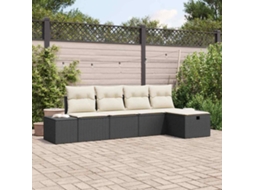 Vidaxl Conjunto De Sofá De Jardim Com Almofada 5 Pcs Vime Pe