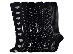 Meias De Compressão Para Mulheres E Homens, 6 Pares De Meias De Compressão Alta Compressão Com Suporte Circulatório, Tamanhos P/m/ P/m