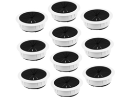 Conjunto de 10 peças de organizadores de mesa em plástico branco.