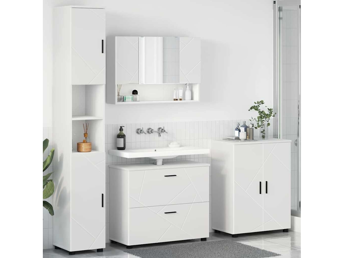 Vidaxl Conjunto De Móveis Para Banheiro Com Gaveta 4 Pcs Branco