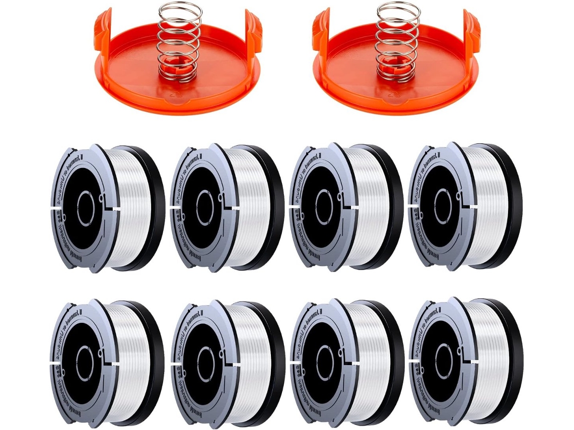 10 Bobinas Ø1,65mm Compatível Black Decker A6481 A6485:8 Bobinas,2 Tampas,2 Molas.