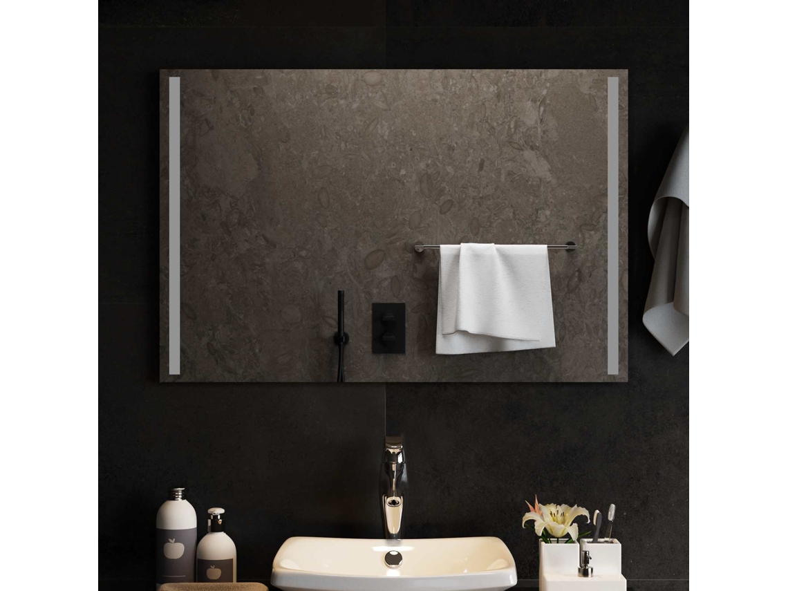 Vidaxl Espelho De Banheiro Led Transparente 90 X 60 Cm Vidro Temperado