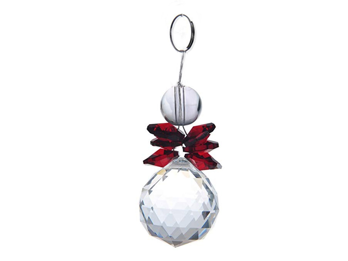 Laxiscreed Bola De Natal De Cristal Colorido Com Pingente De Contas Para Decoração Vermelha