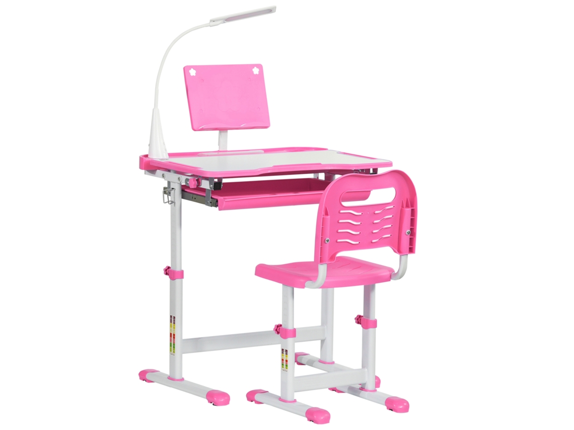 Conjunto de Mesa e Mesa para Crianças com Altura Ajustável Rosa S/MARCA