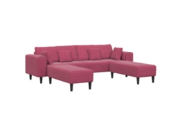 Conjunto 3 Sofá De Sala De Estar Vidaxl Bordô Veludo (250 X 188 X 76 Cm)