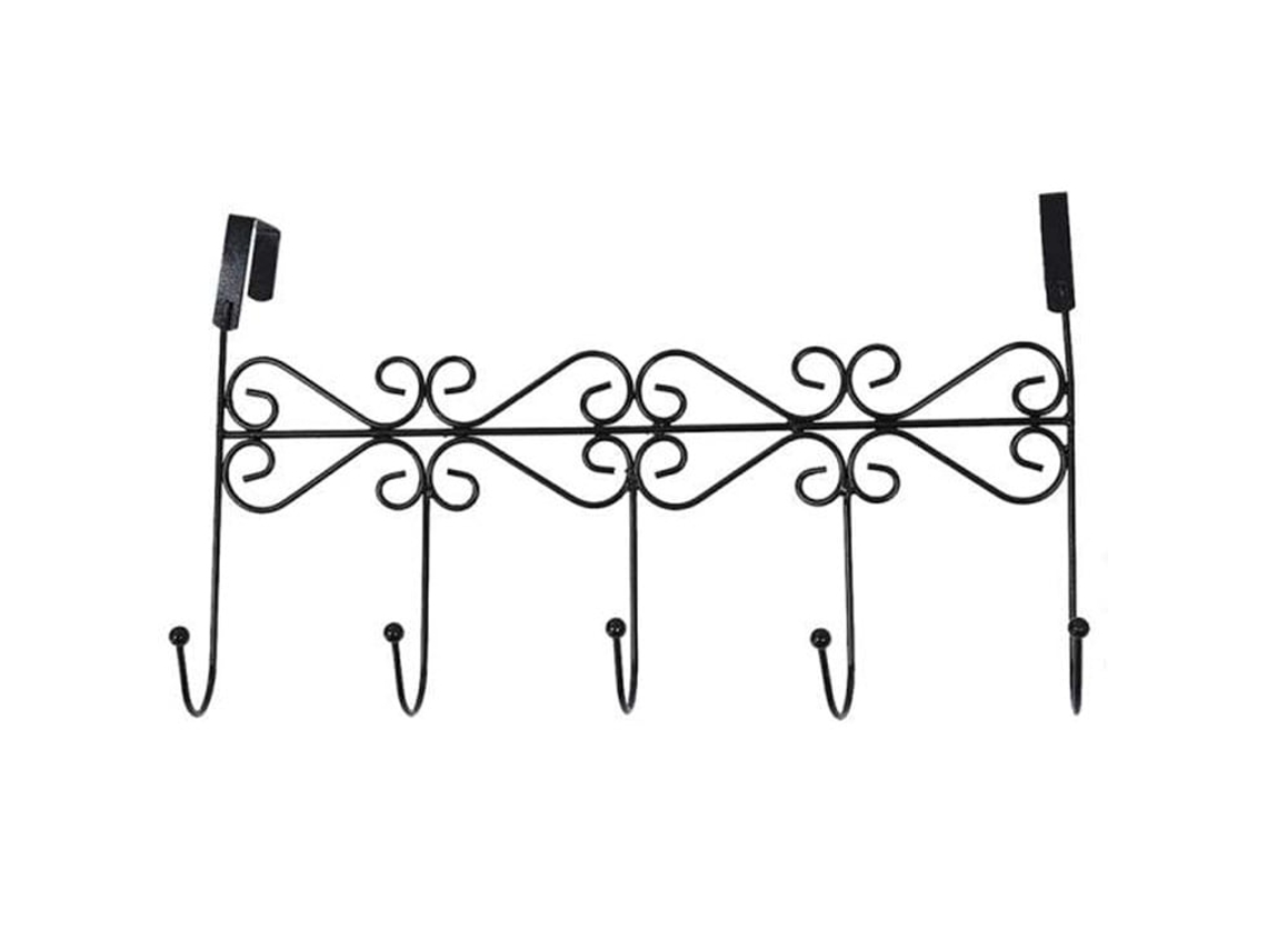 Cabide de Porta com 5 Ganchos para Toalhas, Chapéus, Cintos, Bolsas e Jaquetas. Não Requer Montagem. Prateleira Resistente em Ferro BRILVIBERA