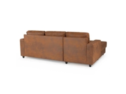 Sofá de canto esquerdo contemporâneo 4 assentos tecidos marrons vintage 215 x 140 cm Yudoit