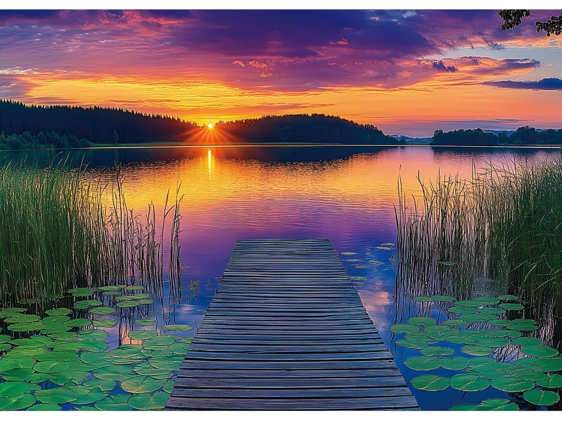 Quebra-cabeças Para Adultos 1000 Peças Paisagem Cênica Pôr Do Sol Quebra-cabeça 1000 Peças Canoe Lake Puzzle (azul)