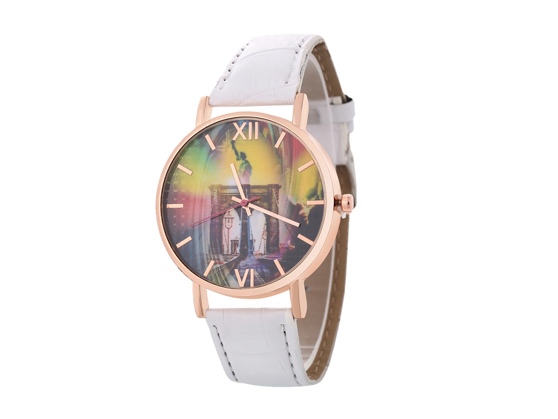 Relógio de quartzo unissex elegante e casual, ideal para presente de casais (branco)