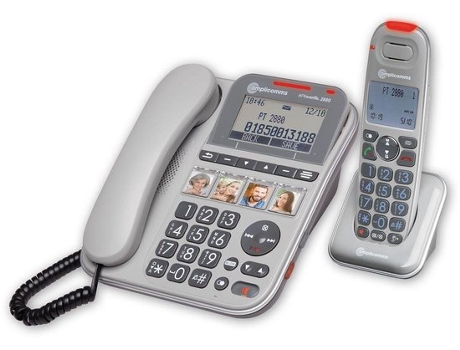 AMPLICOMMS Powertel 2880 Combo Teclas Grandes Telefone Fixo com Secretária Eletrônica Sinal Luminoso Ao Ligar