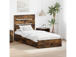 Vidaxl Cama com Armazenamento com Gaveta Carvalho Defumado 90 X 200 Cm