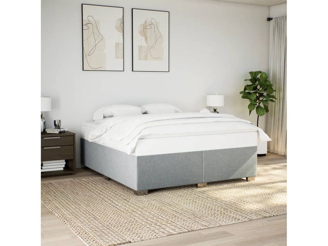 Vidaxl Estrutura De Cama Sem Colchão 200x200 Cm Tecido Cinzento-claro