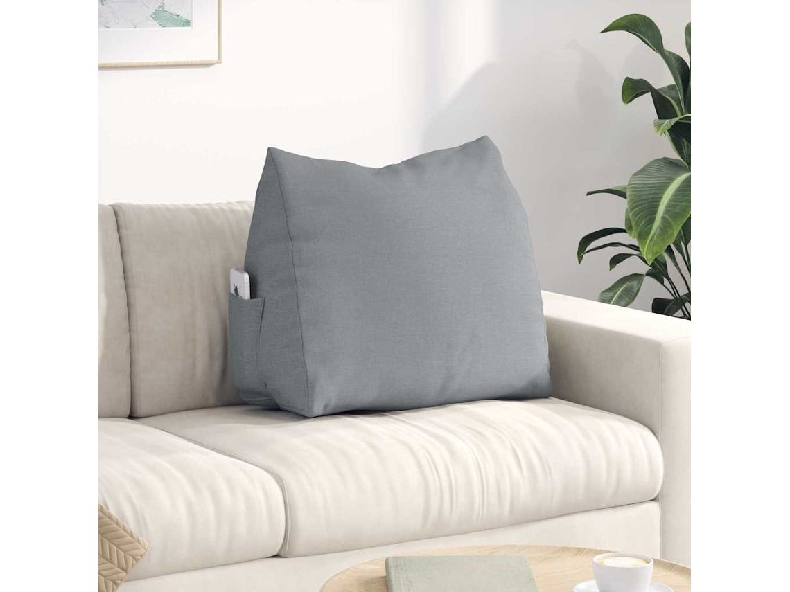 Vidaxl Travesseiro Para Costas Cinzento-claro 60 X 20 X 50 Cm Tecido