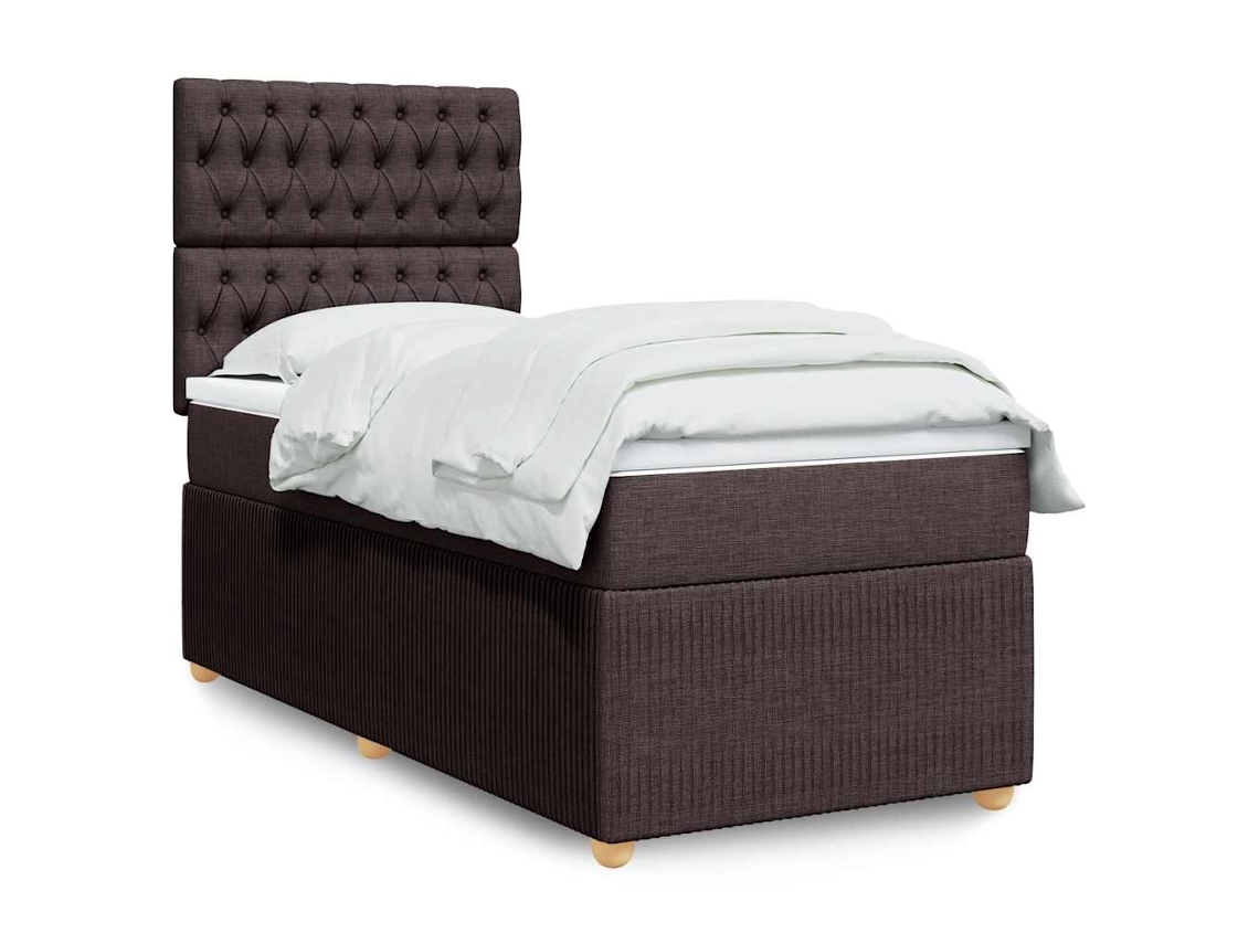 Vidaxl Cama Com Molas/colchão 90x200 Cm Tecido Castanho-escuro