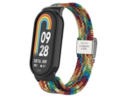 Pulseira De Relógio Xiaomi Mi Band 8 Com Cabeça De Metal E Fivela Ajustável Em Nylon Trançado E Aço.