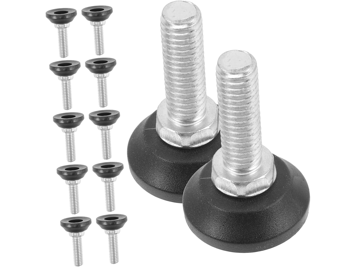Conjunto De 12 Niveladores Móveis Ajustáveis Com Parafuso, Pretos, Para Armários, Mesas E Sofás