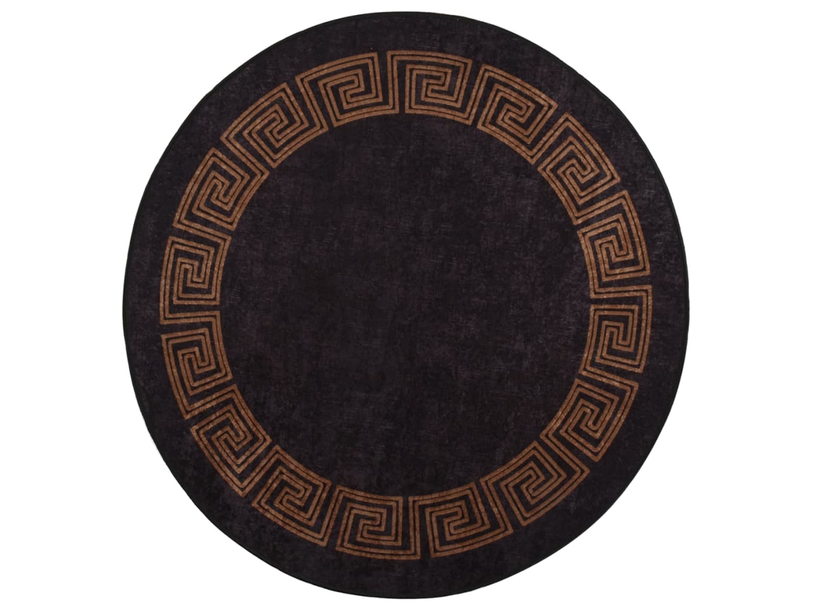 Tapete lavável antiderrapante VIDAXL preto e dourado (Ø 200 cm)