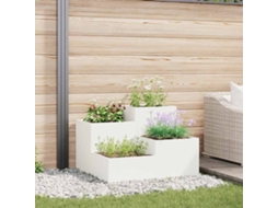 Vidaxl Vaso De Jardim Branco 80 X 80 X 60 Cm Aço