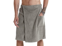 Camisa Toalha de Praia Ajustável para Homens, Saia Toalha Portátil com Bolsos para Academia, Chuveiro, Sauna, Spa e Praia, Cinza, Tamanho M BRILVIBERA