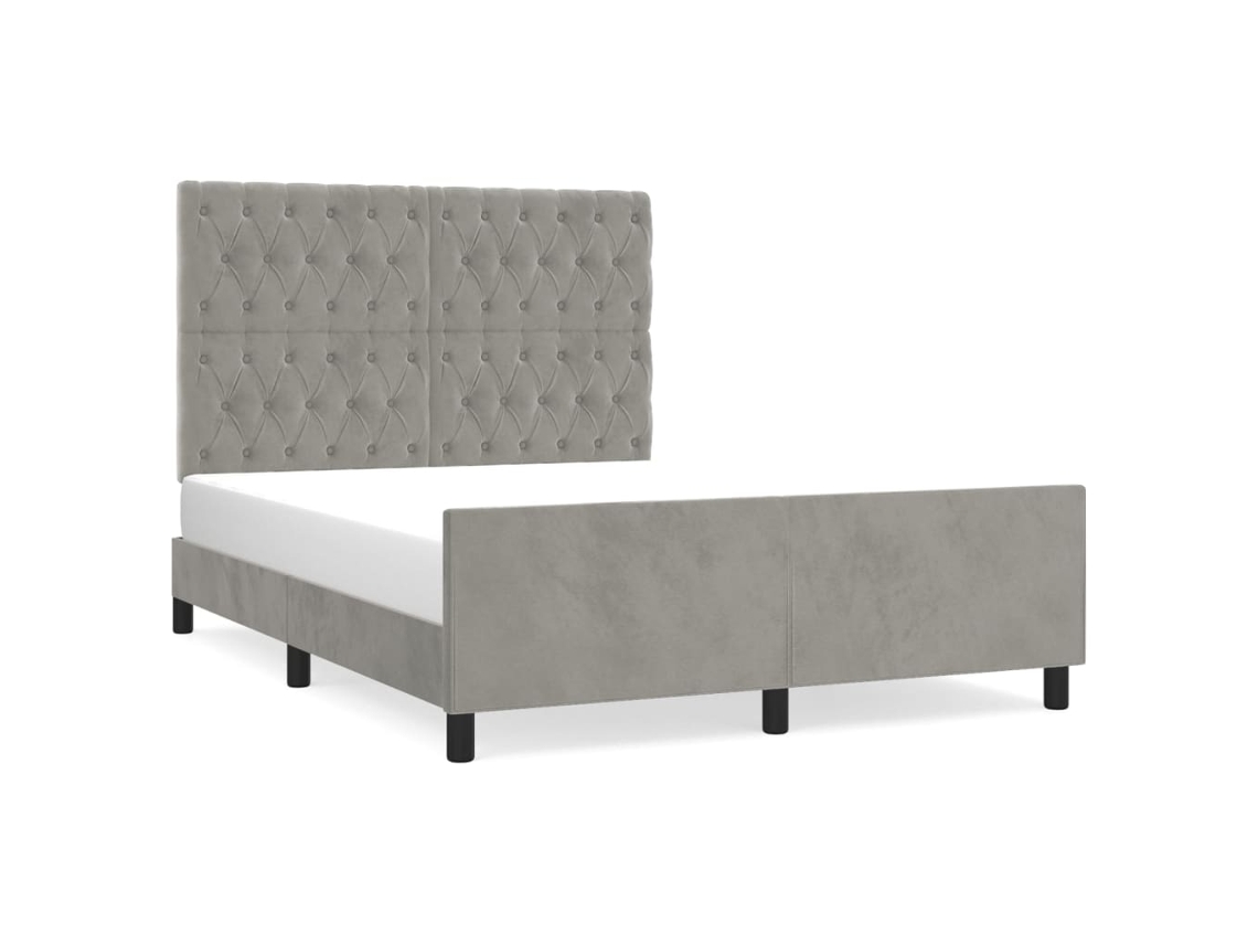 Bed Frame With Headboard, Bed Frames With Headboards Vidaxl Cinzeto Veludo (140 X 200 Cm)