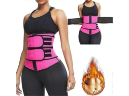 Cinto de Treinamento de Cintura para Mulheres Aumenta Sudore, Apoio Postural e Queima Gordura com Design de Compressão Dupla Rose Red