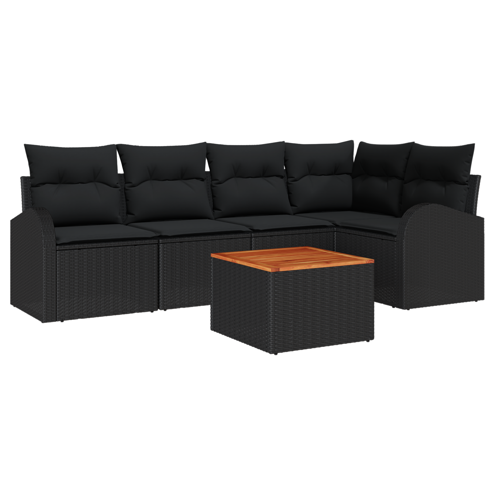 Conjunto 6 Sofá Modular Vidaxl Preto Vime Pe (234 X 124 X 69 Cm)