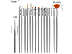 Conjunto De 15 Canetas Para Nail Art, Incluindo Pincéis Delineadores E Ferramentas Para Aplicação De Strass.cinza