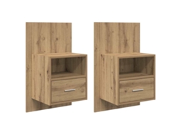Conjunto de 2 Armários de Cabeceira MAISON EXCLUSIVE em Carvalho Artesanal 50x32,5x80 cm